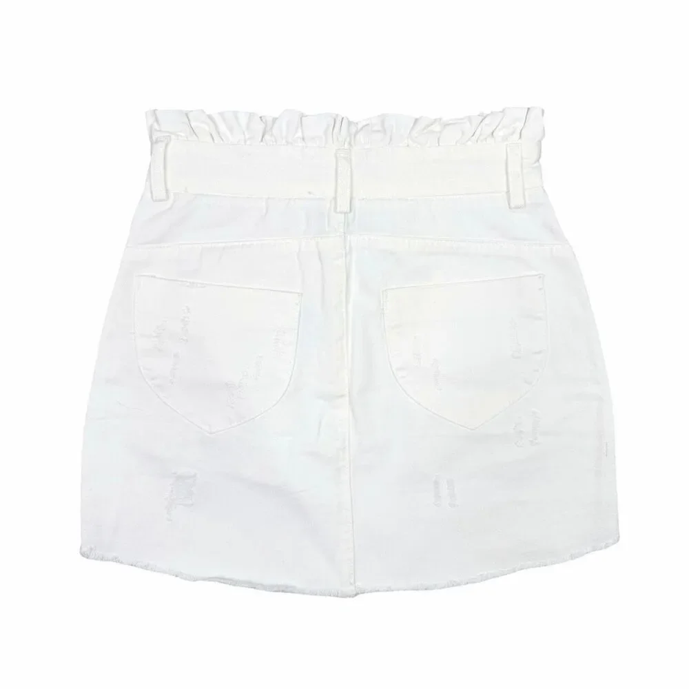 Hayden Los Angeles Distressed Paper Bag Denim Mini Skirt - Size Large - H6139